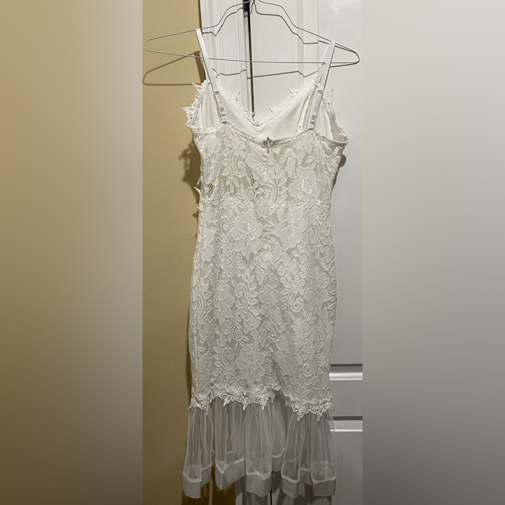 SALIMDY white dress floral mesh pencil midi Medium - Picture 3 of 8
